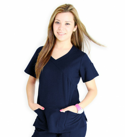 9519C BANDED CROSSOVER SCRUB TOP